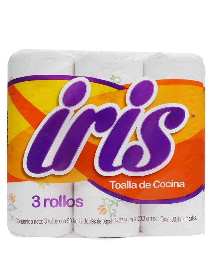 Servitoalla 3 Rollos Con 50 Hojas dobles Iris 1 Paq