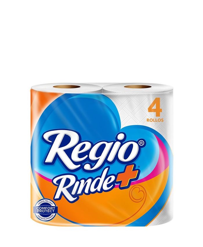 Papel Higiénico Rinde Más 4 Rollos 300 hojas dobles Regio 1 paq
