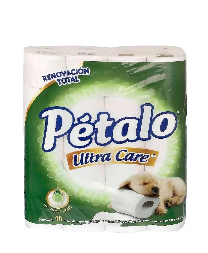 Papel Higiénico 40 Rollos 247 Hojas Dobles Ultra Care Pétalo 1 pza