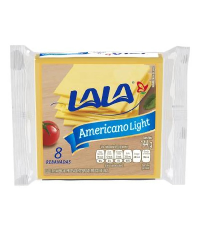 Queso Americano Light 8 Rebanadas Lala 144 g