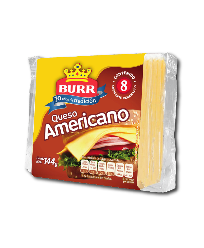 Queso Americano 8 Reb. Burr 144 g